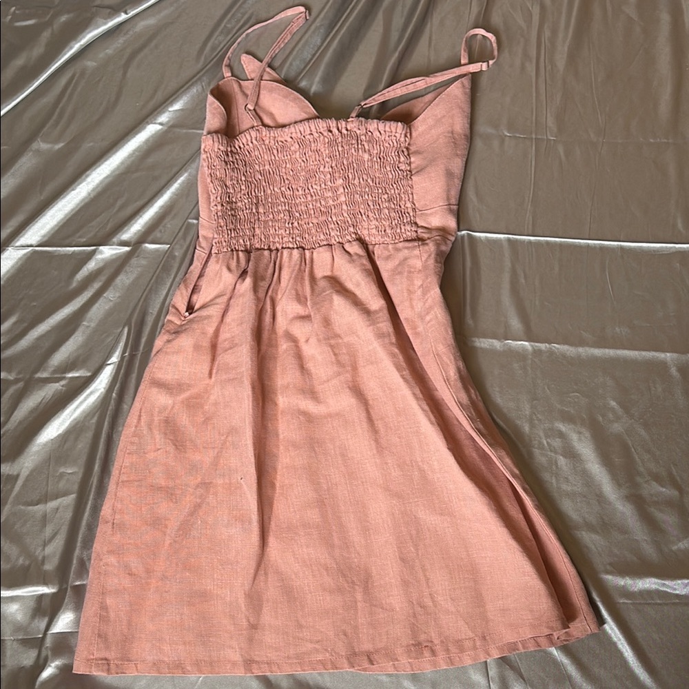 Faithful The Brand Knee Length Casual Pink Button-Down Dress - Picture 6 of 8